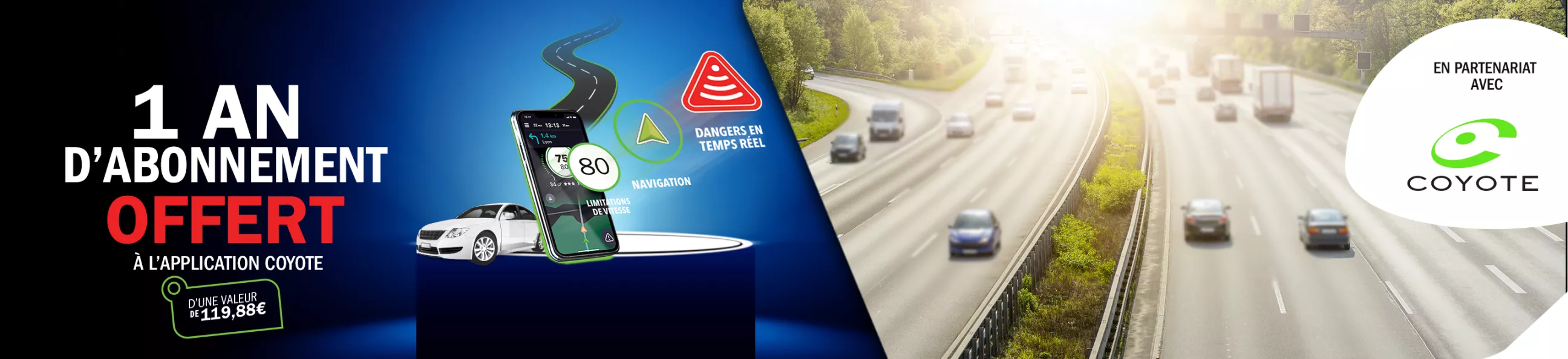1  an d'abonnement à l'application coyote offert avec carglass
