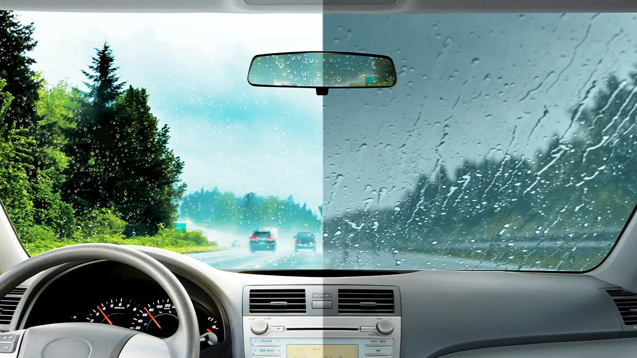 effet-traitement-hydrophobe-sur-pare-brise-avant-apres